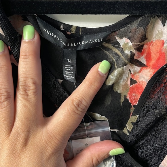 Brand new never worn!!!! WHITEHOUSEBLACKMARKET Floral Black & Pink w Black Lace - Picture 5 of 6